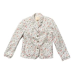 Rebecca Taylor White Floral Button-Front Blazer with Multicolor Blossoms